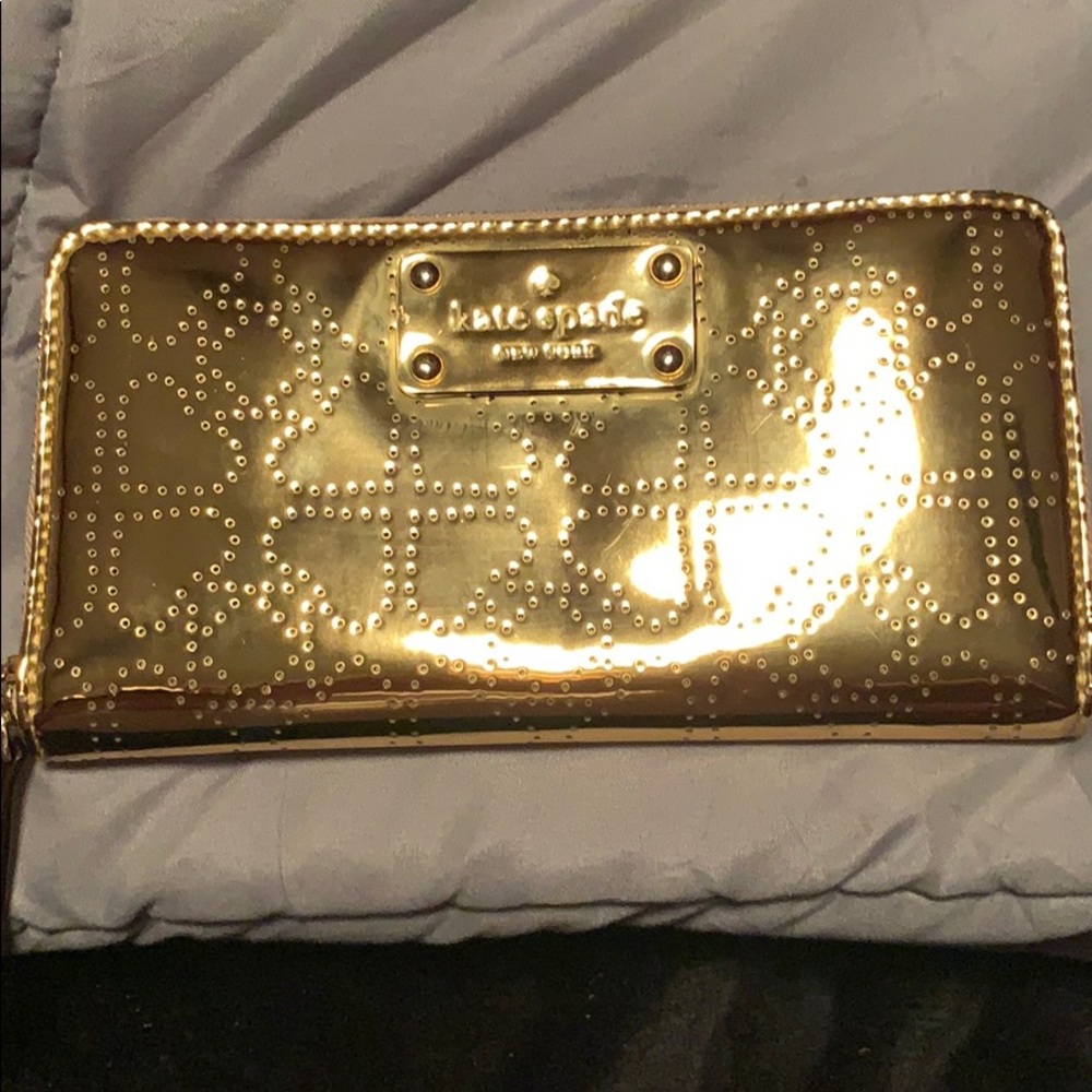 Kate Spade gold patent wallet